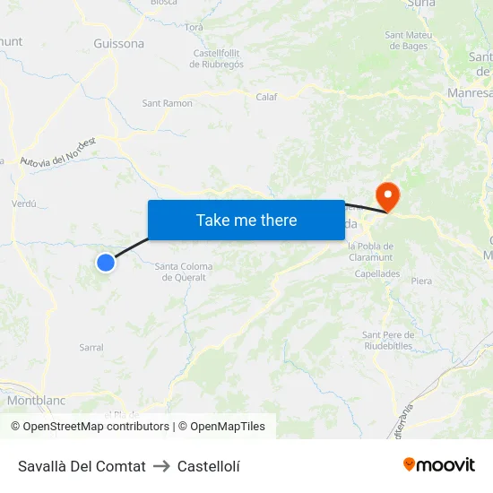 Savallà Del Comtat to Castellolí map