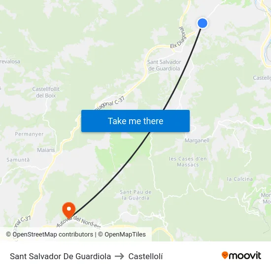 Sant Salvador De Guardiola to Castellolí map