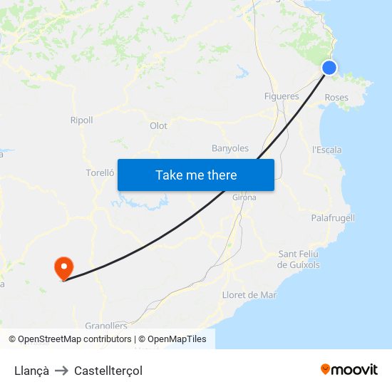 Llançà to Castellterçol map