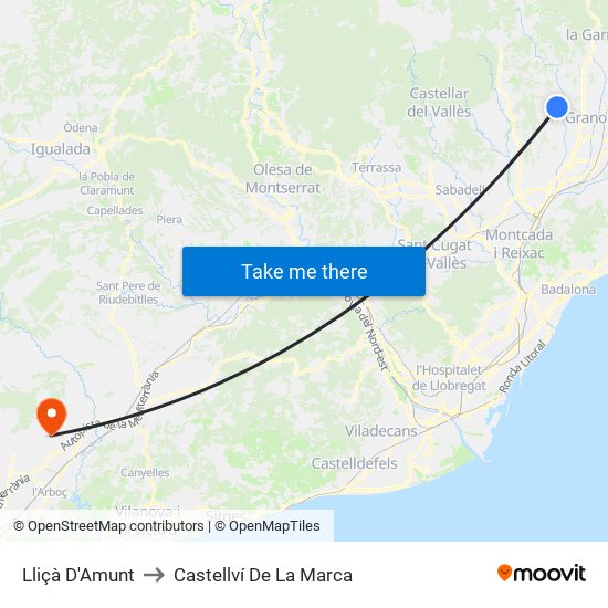 Lliçà D'Amunt to Castellví De La Marca map