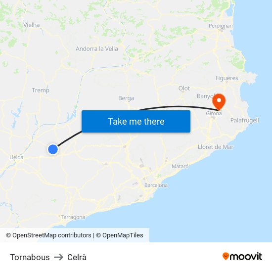 Tornabous to Celrà map