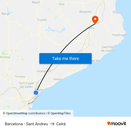Barcelona - Sant Andreu to Celrà map