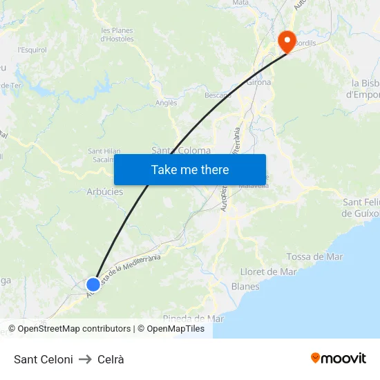 Sant Celoni to Celrà map