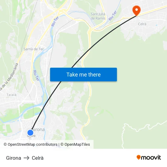 Girona to Celrà map