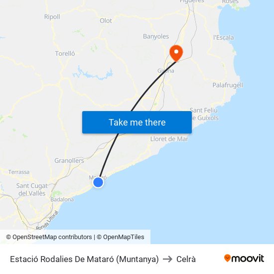 Estació Rodalies De Mataró (Muntanya) to Celrà map