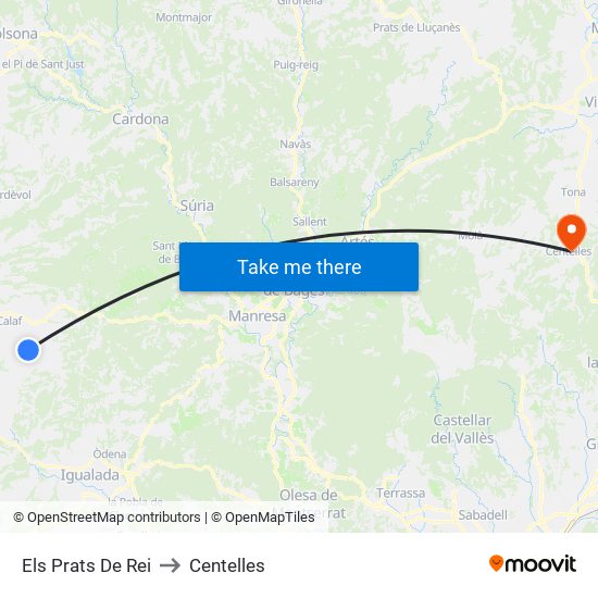 Els Prats De Rei to Centelles map