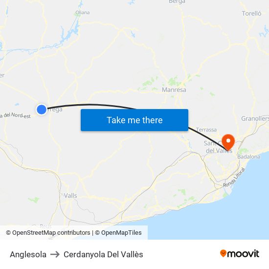 Anglesola to Cerdanyola Del Vallès map