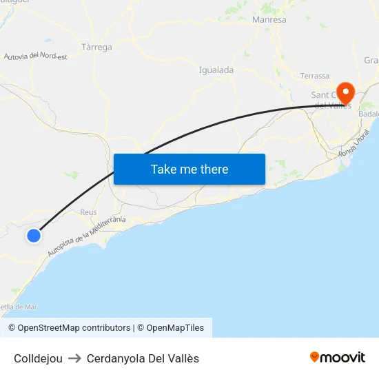 Colldejou to Cerdanyola Del Vallès map
