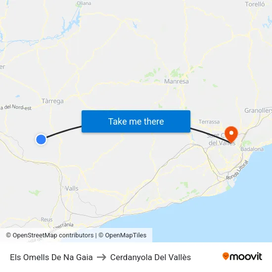 Els Omells De Na Gaia to Cerdanyola Del Vallès map