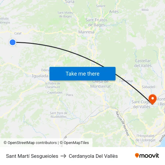 Sant Martí Sesgueioles to Cerdanyola Del Vallès map