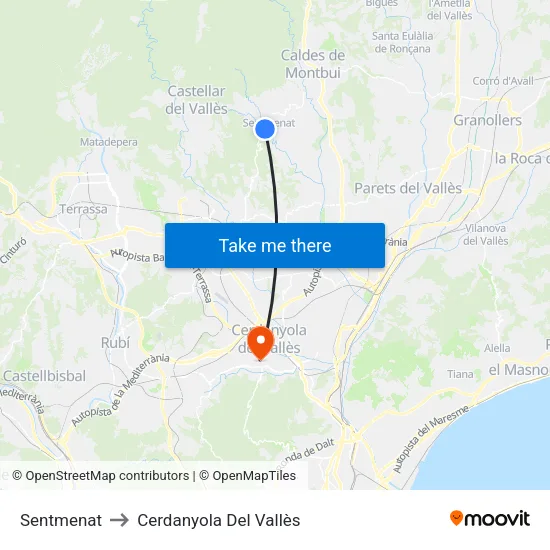 Sentmenat to Cerdanyola Del Vallès map