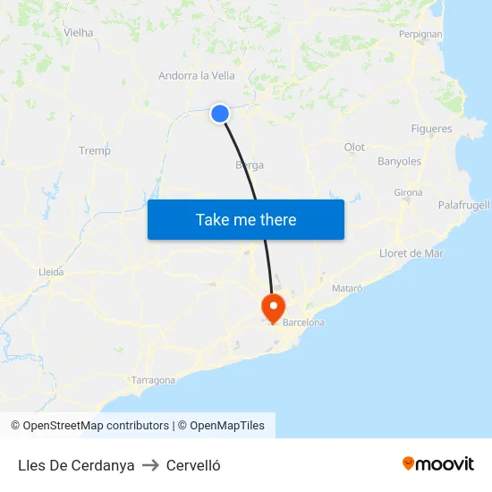 Lles De Cerdanya to Cervelló map