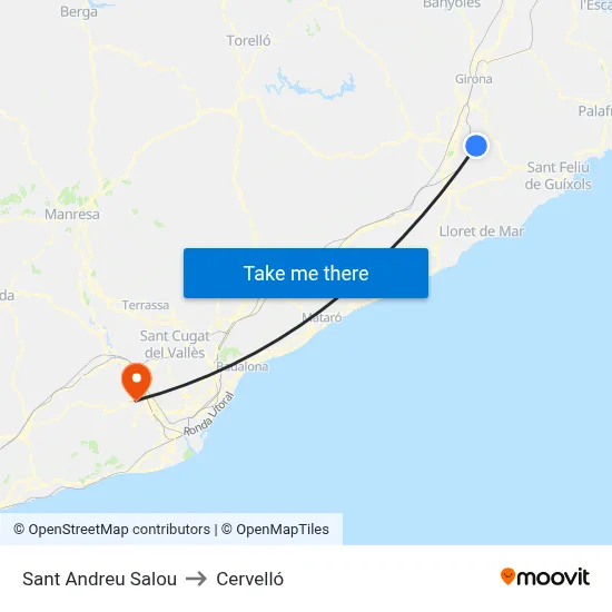 Sant Andreu Salou to Cervelló map