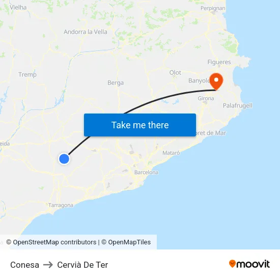 Conesa to Cervià De Ter map