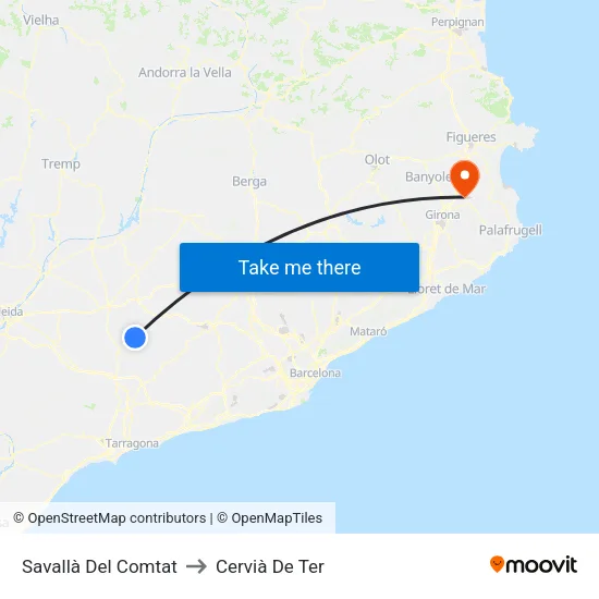 Savallà Del Comtat to Cervià De Ter map