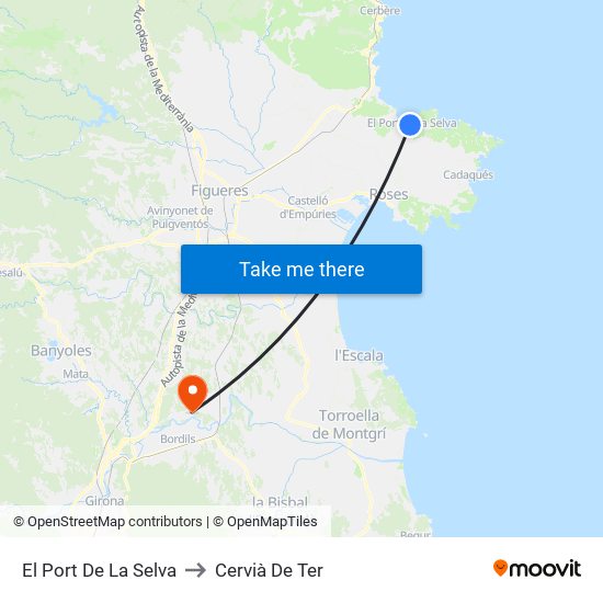 El Port De La Selva to Cervià De Ter map