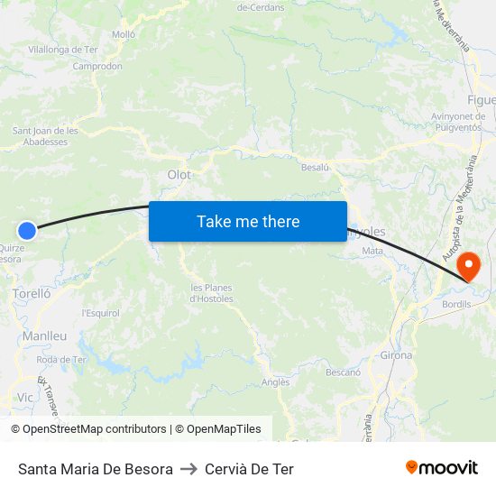 Santa Maria De Besora to Cervià De Ter map