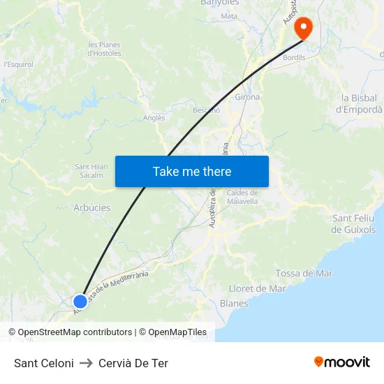 Sant Celoni to Cervià De Ter map