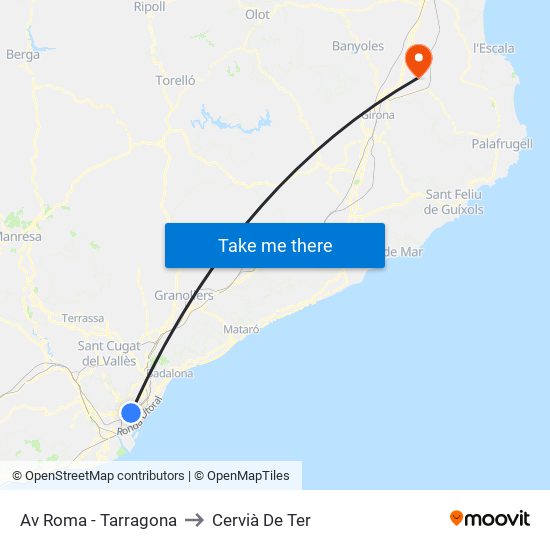 Av Roma - Tarragona to Cervià De Ter map