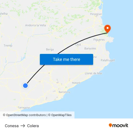 Conesa to Colera map