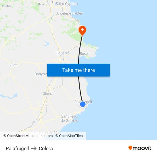 Palafrugell to Colera map