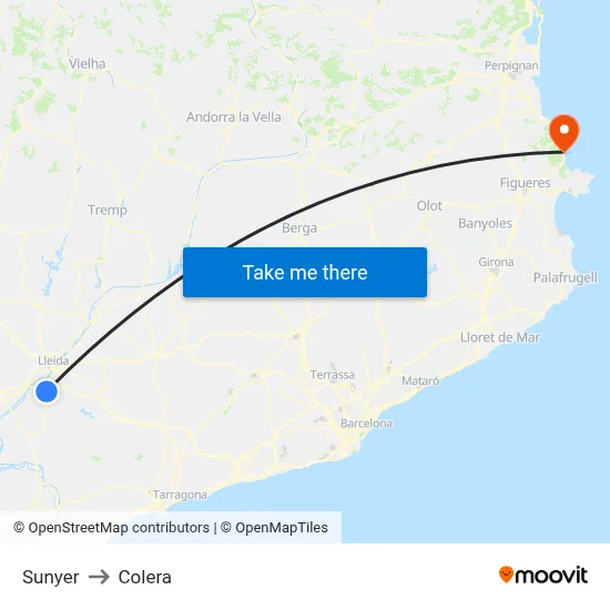 Sunyer to Colera map