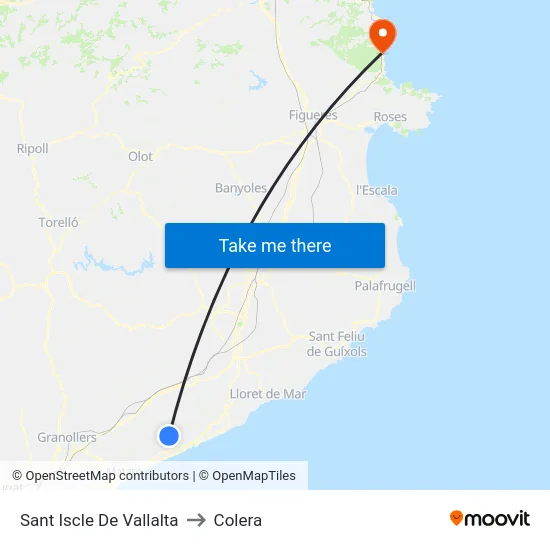 Sant Iscle De Vallalta to Colera map