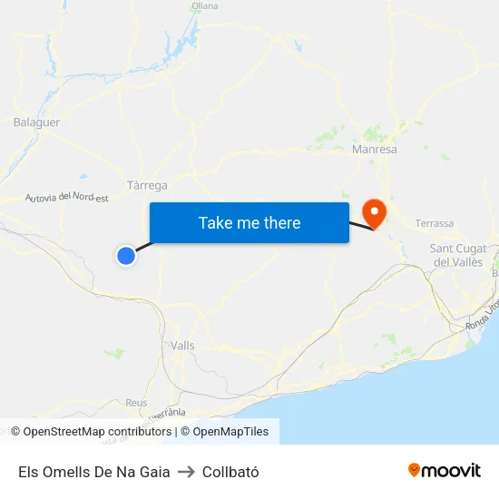 Els Omells De Na Gaia to Collbató map