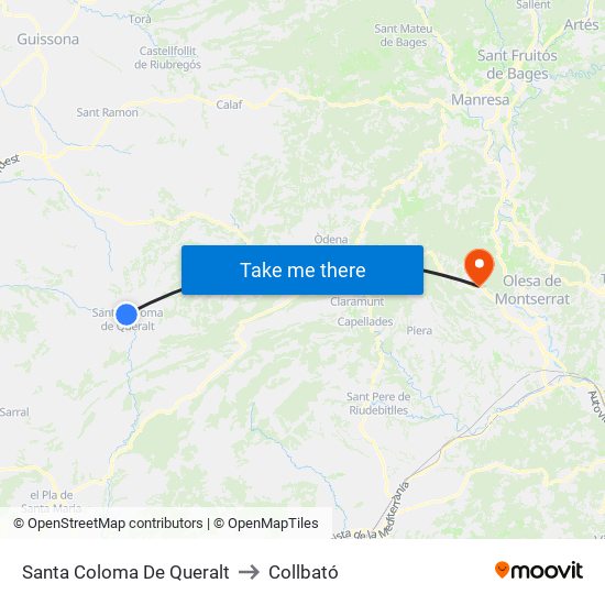 Santa Coloma De Queralt to Collbató map
