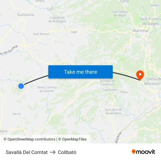 Savallà Del Comtat to Collbató map