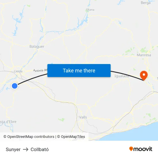 Sunyer to Collbató map
