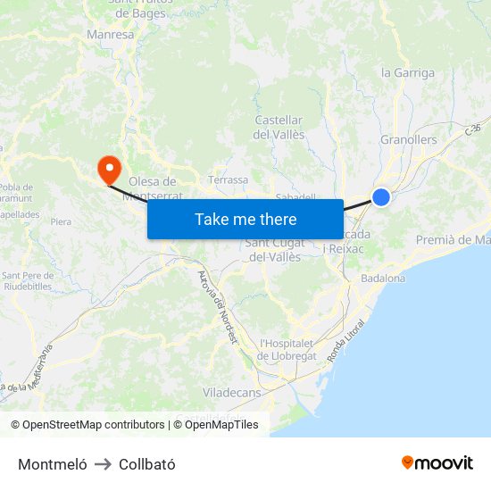 Montmeló to Collbató map