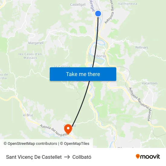 Sant Vicenç De Castellet to Collbató map