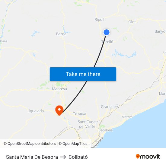 Santa Maria De Besora to Collbató map