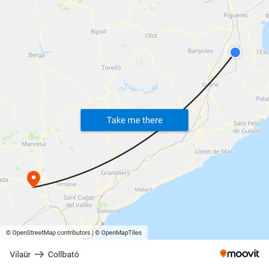 Vilaür to Collbató map