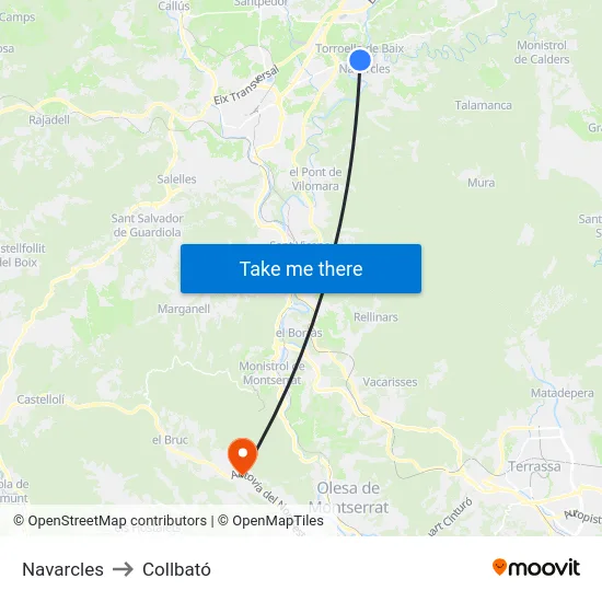 Navarcles to Collbató map