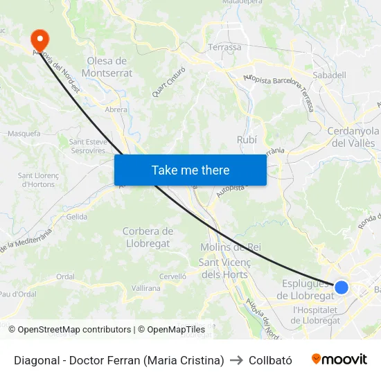 Diagonal - Doctor Ferran (Maria Cristina) to Collbató map