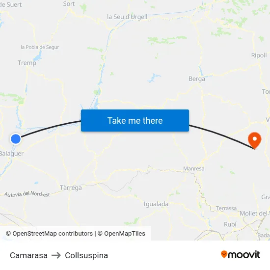 Camarasa to Collsuspina map