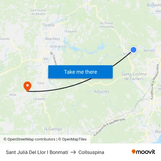 Sant Julià Del Llor I Bonmatí to Collsuspina map