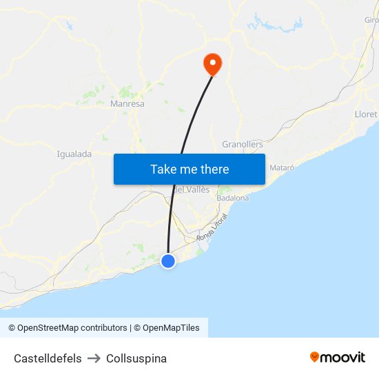 Castelldefels to Collsuspina map