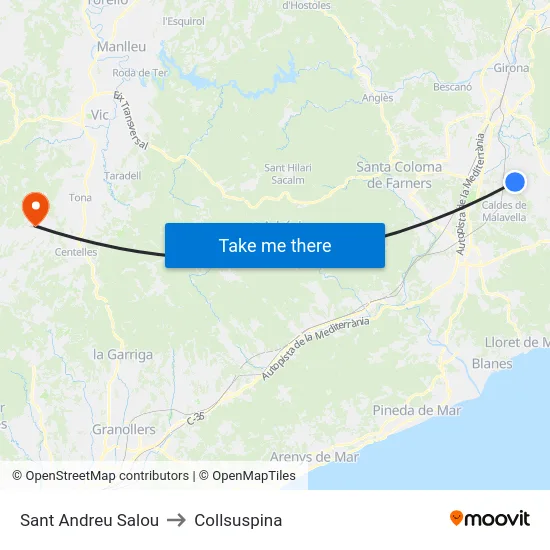 Sant Andreu Salou to Collsuspina map
