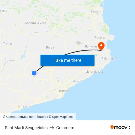 Sant Martí Sesgueioles to Colomers map