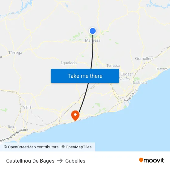 Castellnou De Bages to Cubelles map