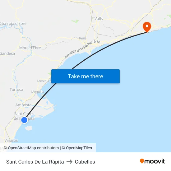Sant Carles De La Ràpita to Cubelles map