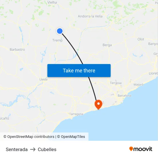 Senterada to Cubelles map