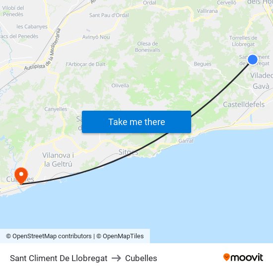 Sant Climent De Llobregat to Cubelles map