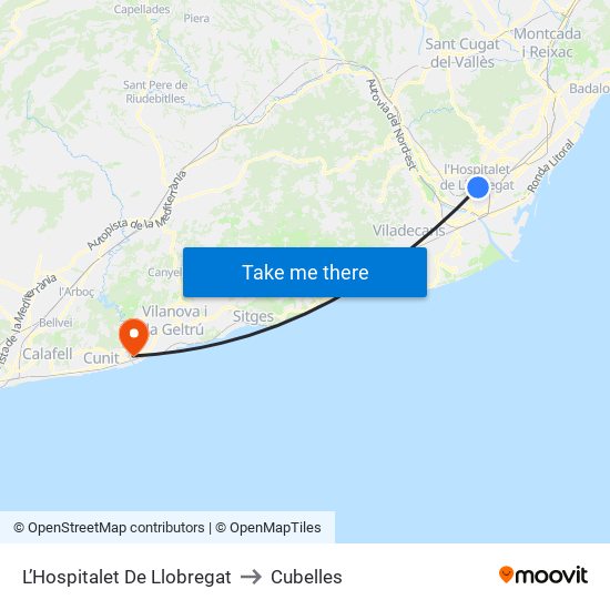 L’Hospitalet De Llobregat to Cubelles map