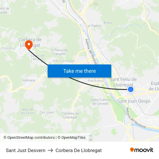 Sant Just Desvern to Corbera De Llobregat map