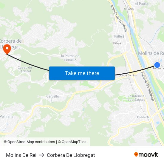 Molins De Rei to Corbera De Llobregat map