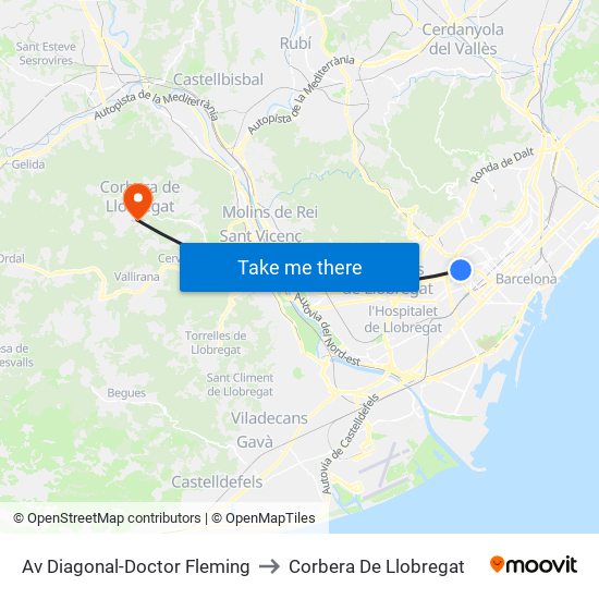 Av Diagonal-Doctor Fleming to Corbera De Llobregat map